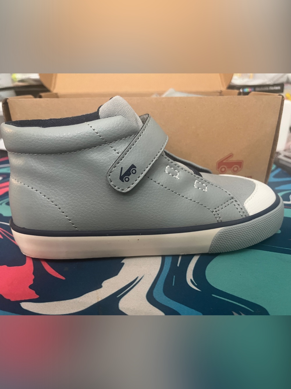See Kai Run Drew Light Gray High-Top Sneakers with White Toe